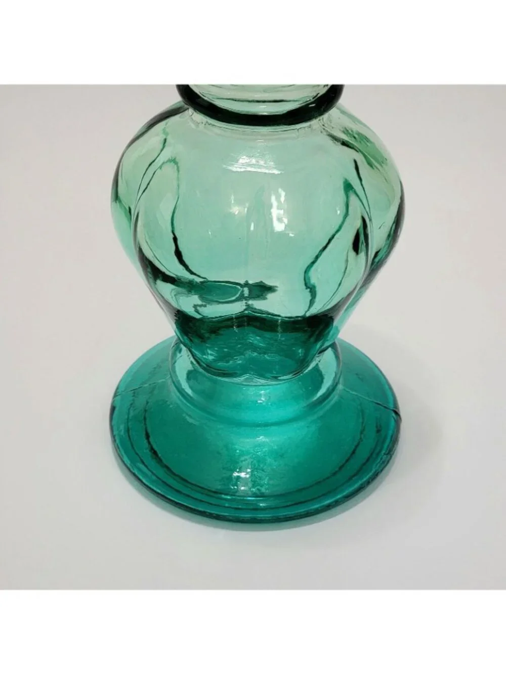 GREEN BLUE Glass Vase Candle Holder Hand